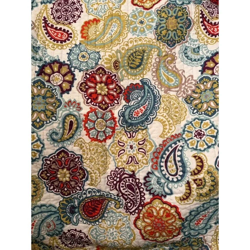 Mi Zone Full Queen Paisley Coverlet Quilt Set 4 Pc Shams Accent Pillow Boho